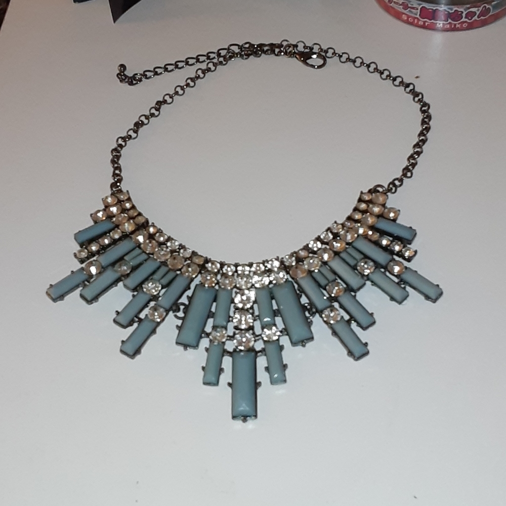 Light blue diamond statement necklace